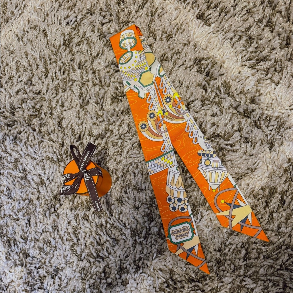 Hermes Orange Silk Twilly